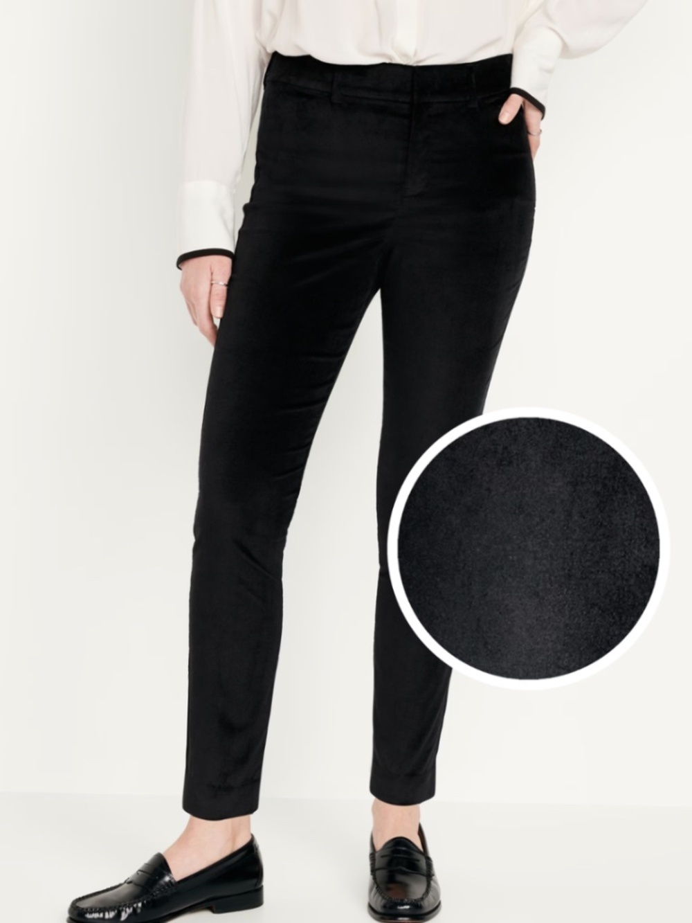 Old Navy Women's Black Mid-rise Velvet Pixie Pants Velour Ankle Length Size 12